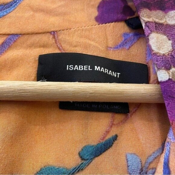 Isabel Marant || Bemaya Dress in Papaya Floral Stretch Silk 38 - Picture 5 of 10